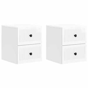 Stenski nočni omarici 2 pcs Bela visok sijaj 33 x 34,5 x 40 cm