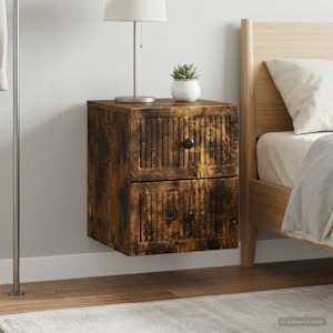 Nástěnný noční stolek 2 pcs Kouřový dub 33 x 34,5 x 40 cm - obrázek 4