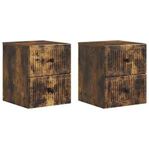 Nástěnný noční stolek 2 pcs Kouřový dub 33 x 34,5 x 40 cm - obrázek 2