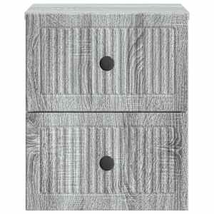 Nástěnný noční stolek 2 pcs Šedá sonoma 33 x 34,5 x 40 cm - obrázek 5