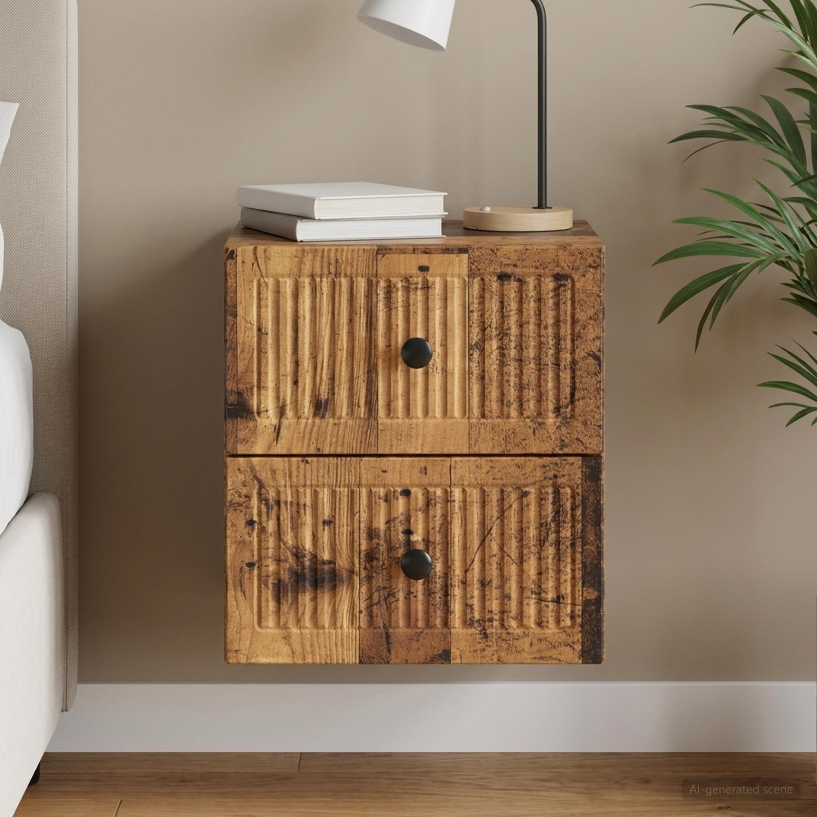 vidaXL Väggmonterat Sängbord Gammalt trä 33 x 34,5 x 40 cm