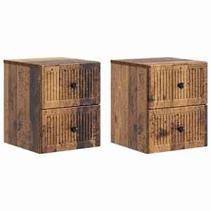 Nástěnný noční stolek 2 pcs Staré dřevo 33 x 34,5 x 40 cm - obrázek 2