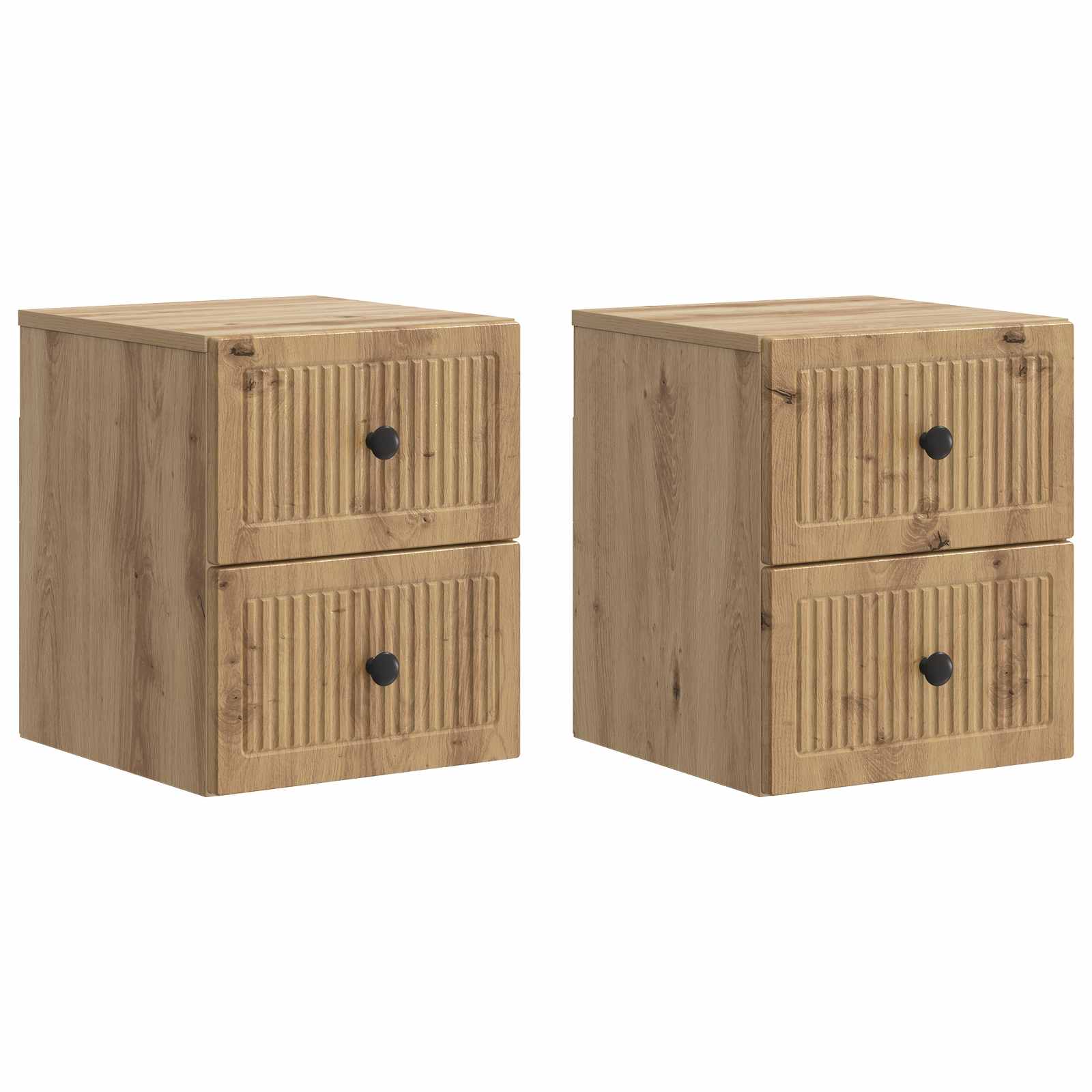 Seinälle Kiinnitettävä Yöpöytä 2 pcs Artisaanitammi