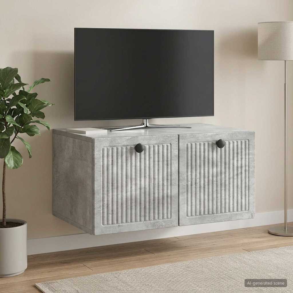 vidaXL Oglindă TV montată pe perete Gri Beton 59,5 x 41 x 30 cm