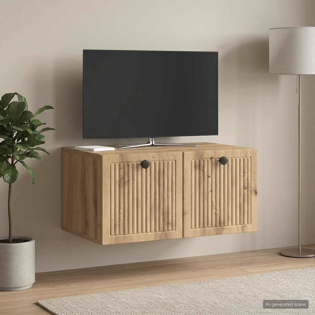 vidaXL Oglindă TV montată pe perete Stejar Artizanal 59,5 x 41 x 30 cm