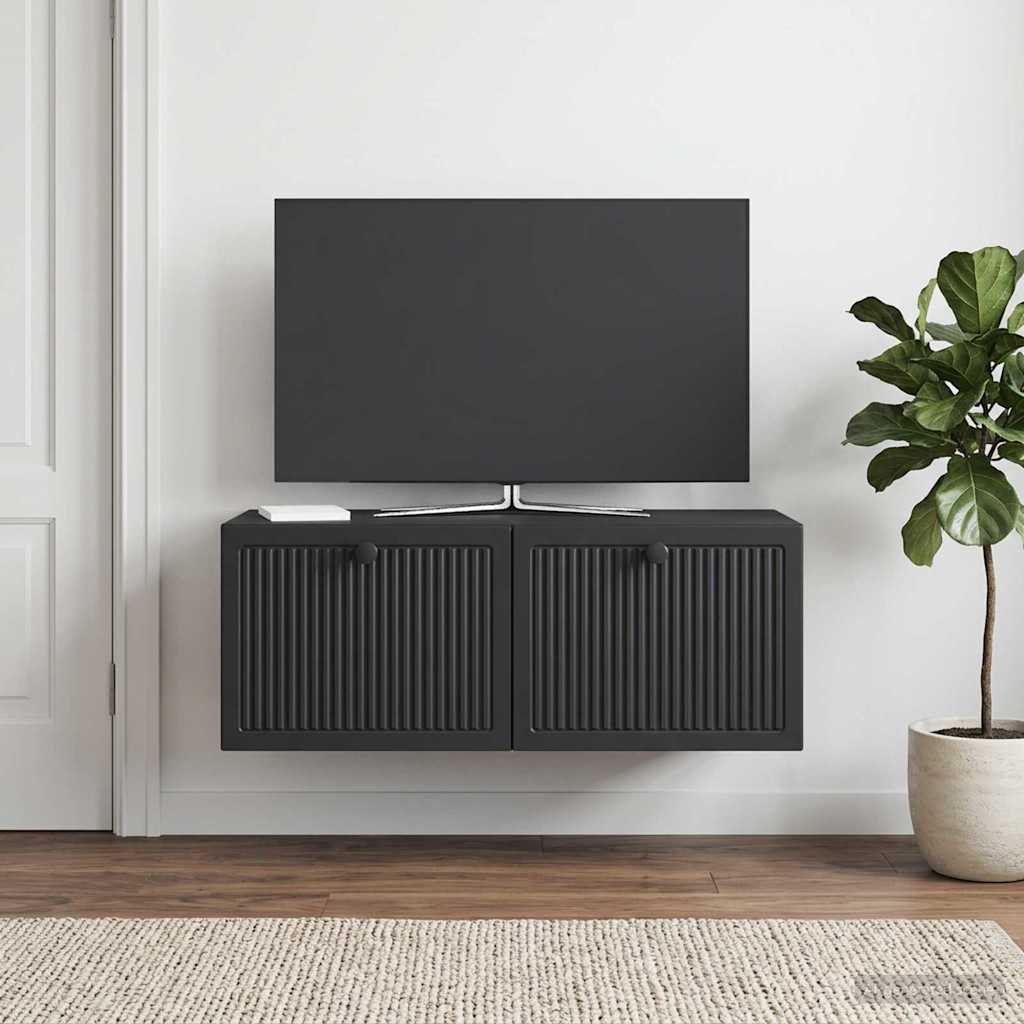 Seinälle asennettava TV-kaappi Musta 78,5 x 41 x 30 cm - Image 4