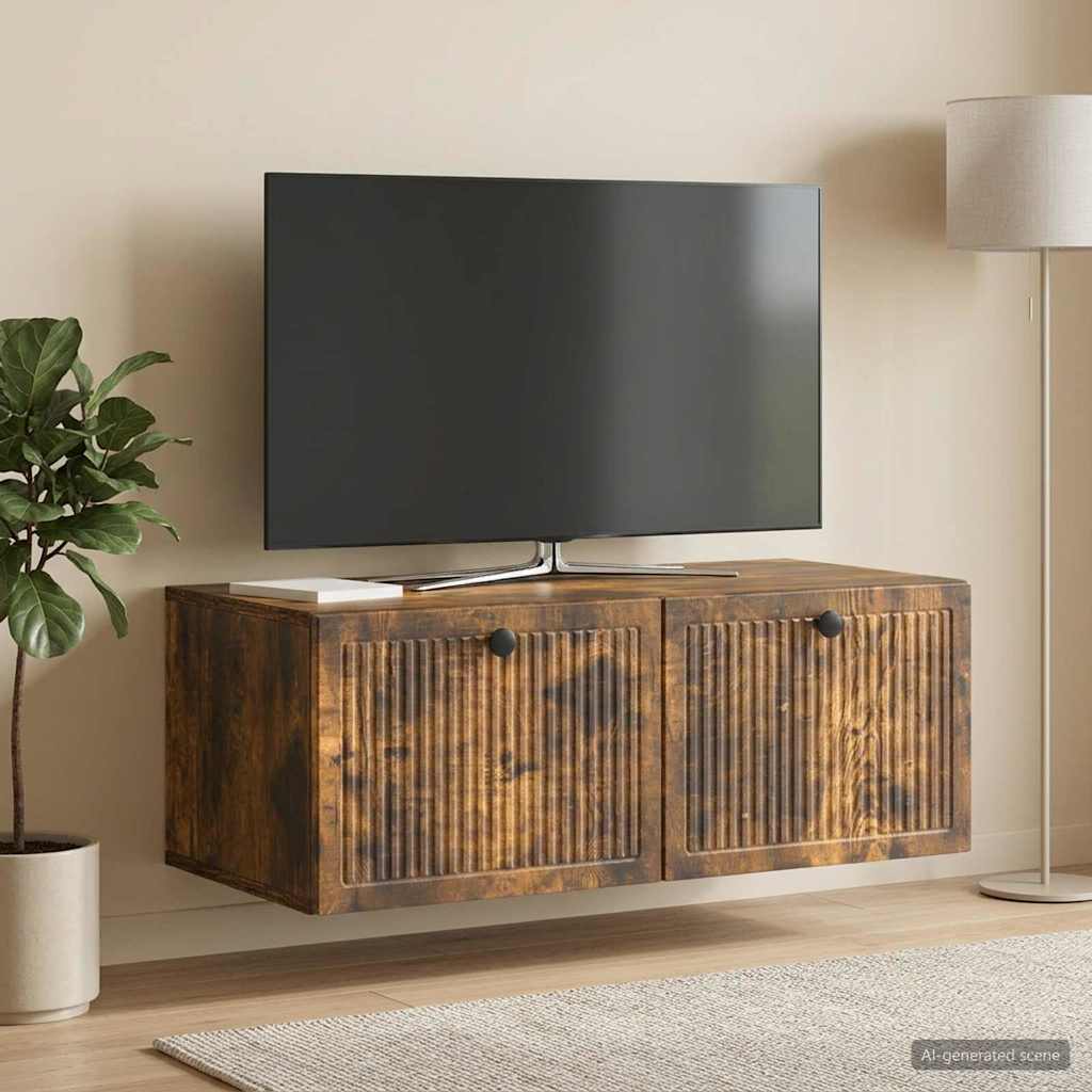 Seinälle asennettava TV-kaappi Savutammi 78,5 x 41 x 30 cm - Image 4