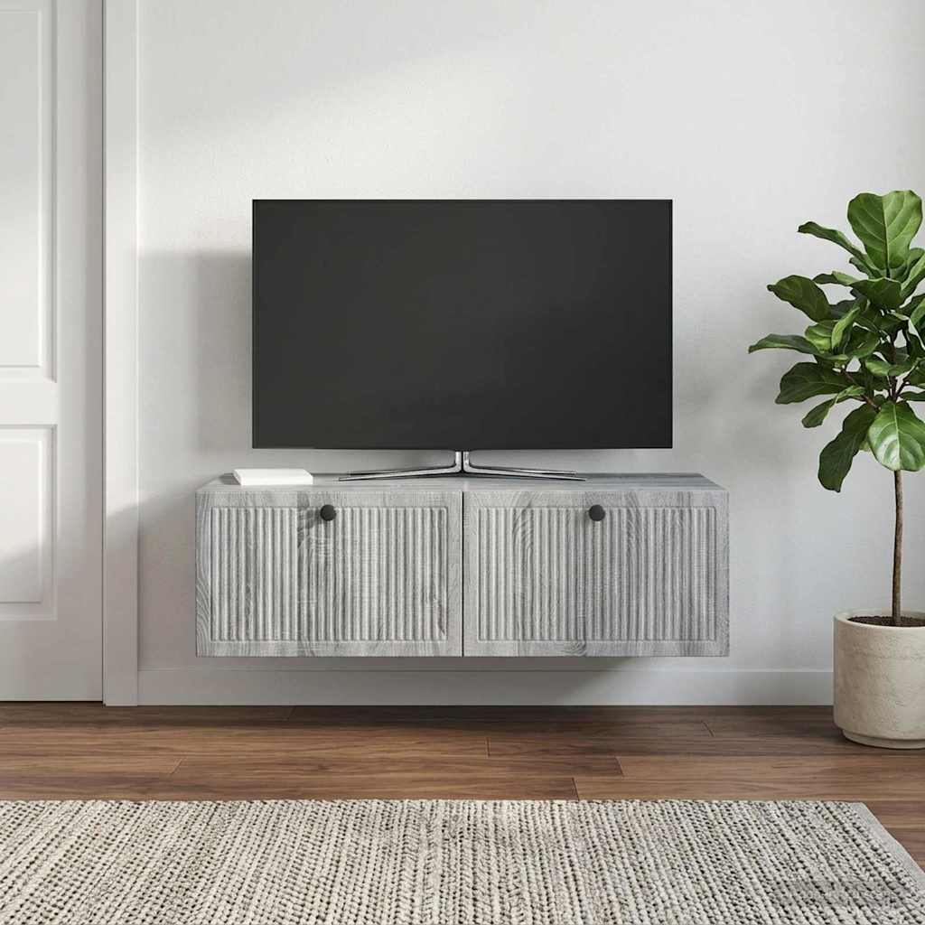 Seinälle asennettava TV-kaappi Harmaa sonoma 98 x 41 x 30 cm - Image 4