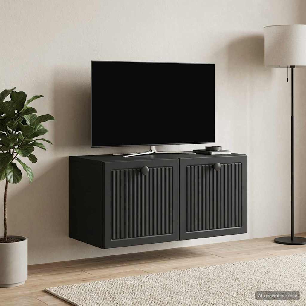 Seinälle asennettava TV-kaappi Musta 59,5 x 31 x 30 cm - Image 4