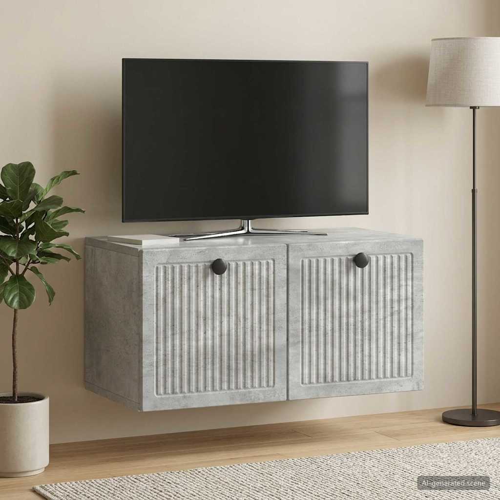 Seinälle asennettava TV-kaappi Betoninharmaa 59,5 x 31 x 30 cm - Image 4