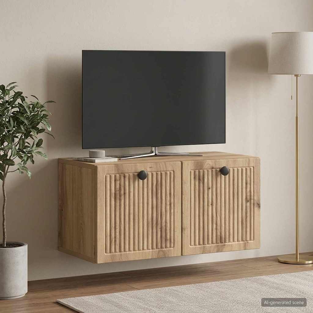 vidaXL Oglindă TV montată pe perete Stejar Artizanal 59,5 x 31 x 30 cm