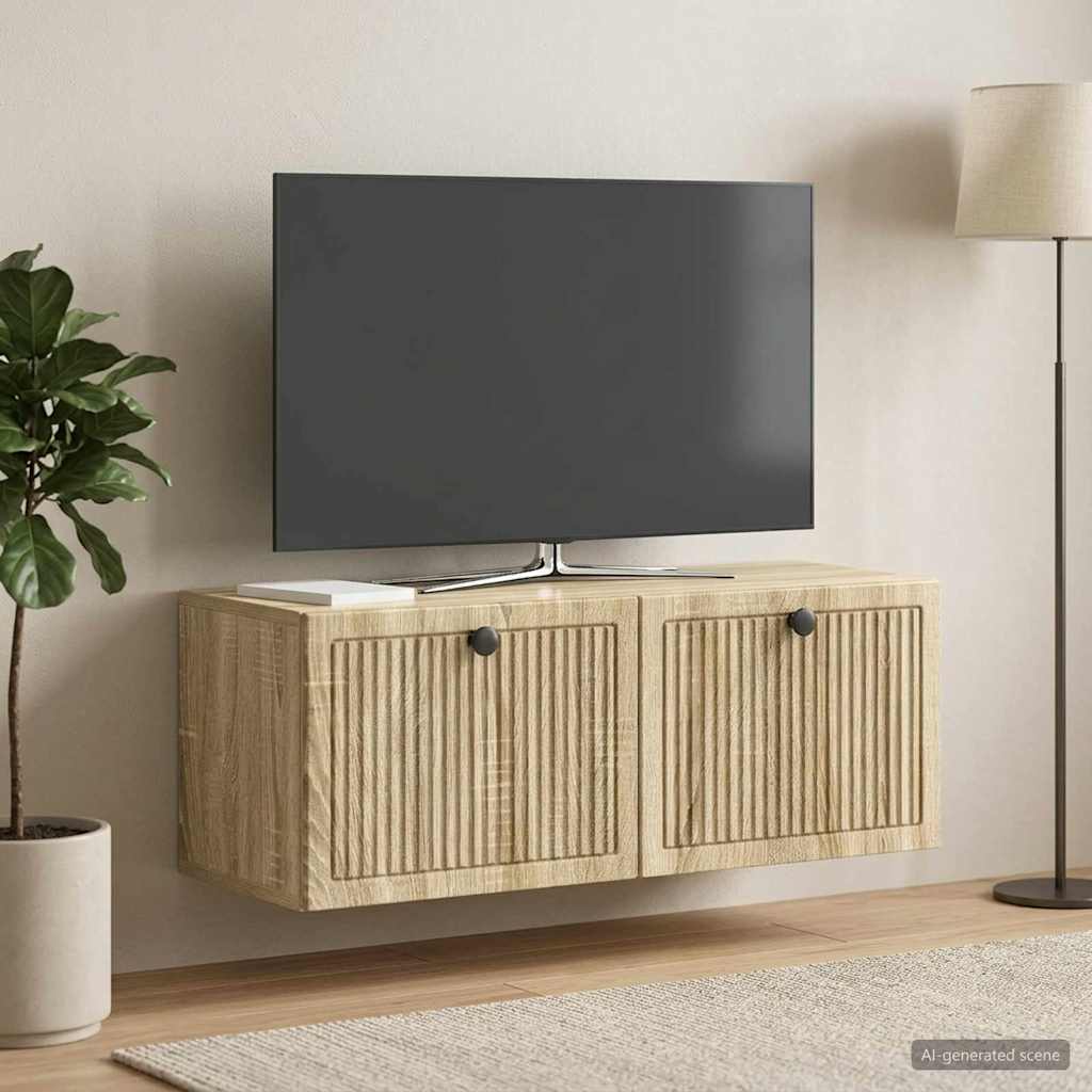 vidaXL Oglindă TV montată pe perete Stejar Sonoma 78,5 x 31 x 30 cm
