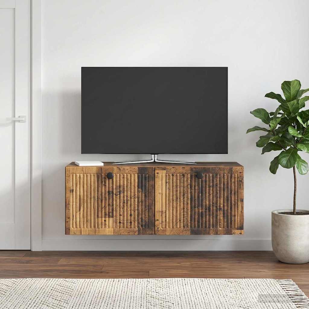 Seinälle asennettava TV-kaappi Vanha puu 78,5 x 31 x 30 cm - Image 4