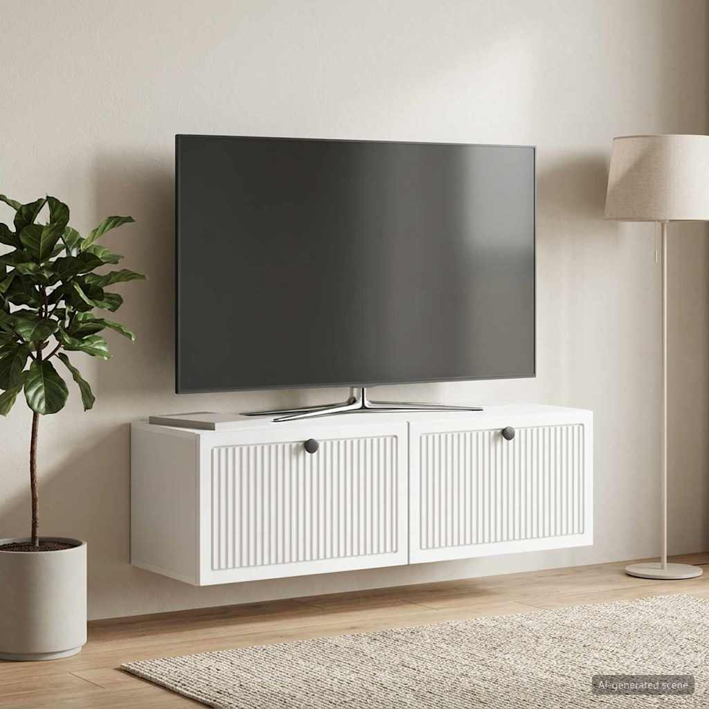 vidaXL Væghængt TV-skab Hvid 98 x 31 x 30 cm Konstrueret træ
