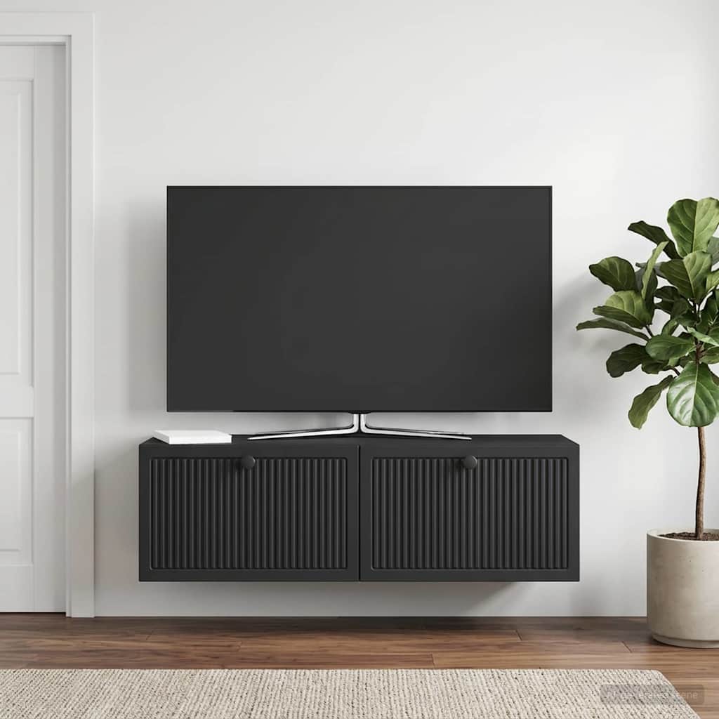 vidaXL Væghængt TV-skab Sort 98 x 31 x 30 cm Konstrueret træ