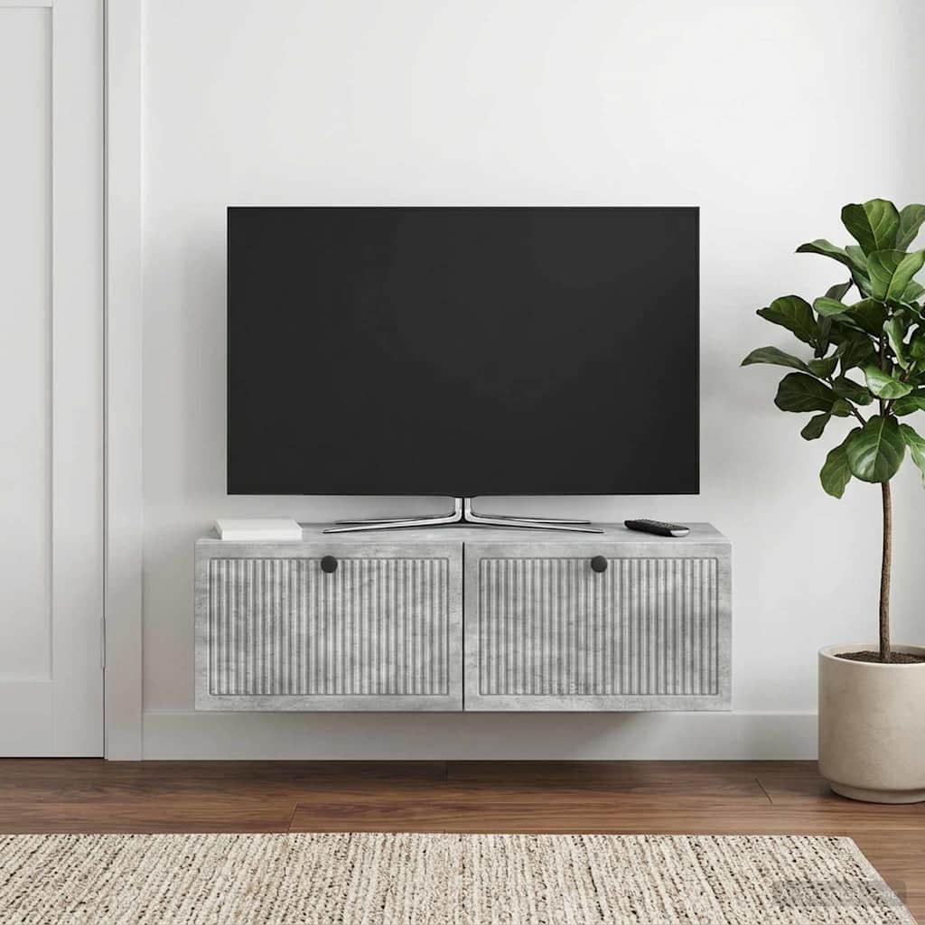 Seinälle asennettava TV-kaappi Betoninharmaa 98 x 31 x 30 cm