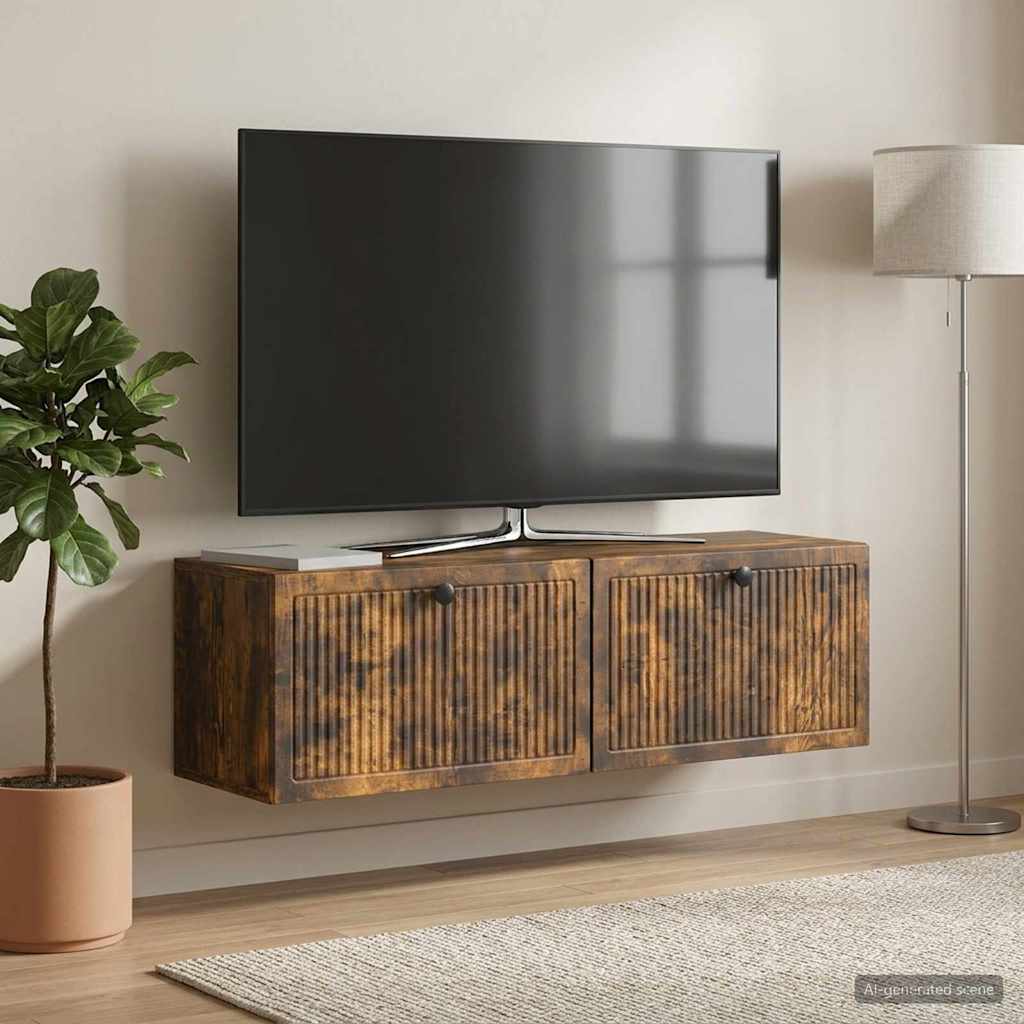 vidaXL Væghængt TV-skab Røget eg 98 x 31 x 30 cm Konstrueret træ