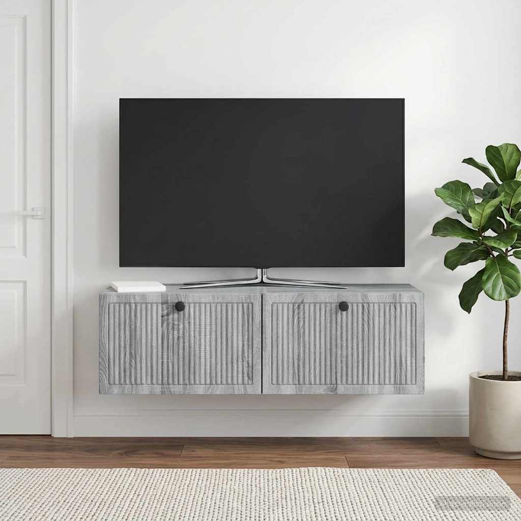 vidaXL Væghængt TV-skab Grå sonoma-eg 98 x 31 x 30 cm Konstrueret træ