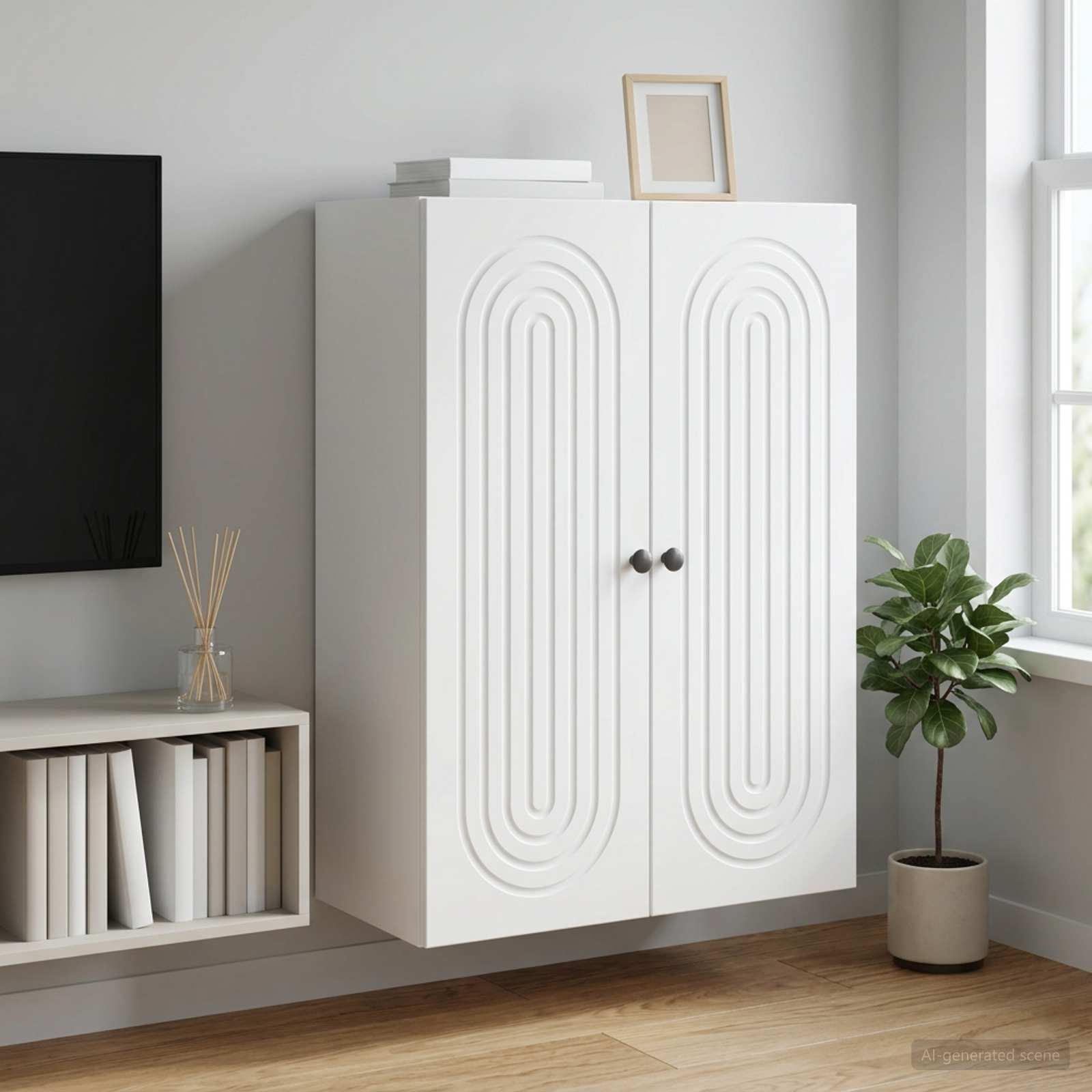 vidaXL Dulap montat pe perete Alb 66 x 34,5 x 90 cm Lemn prelucrat