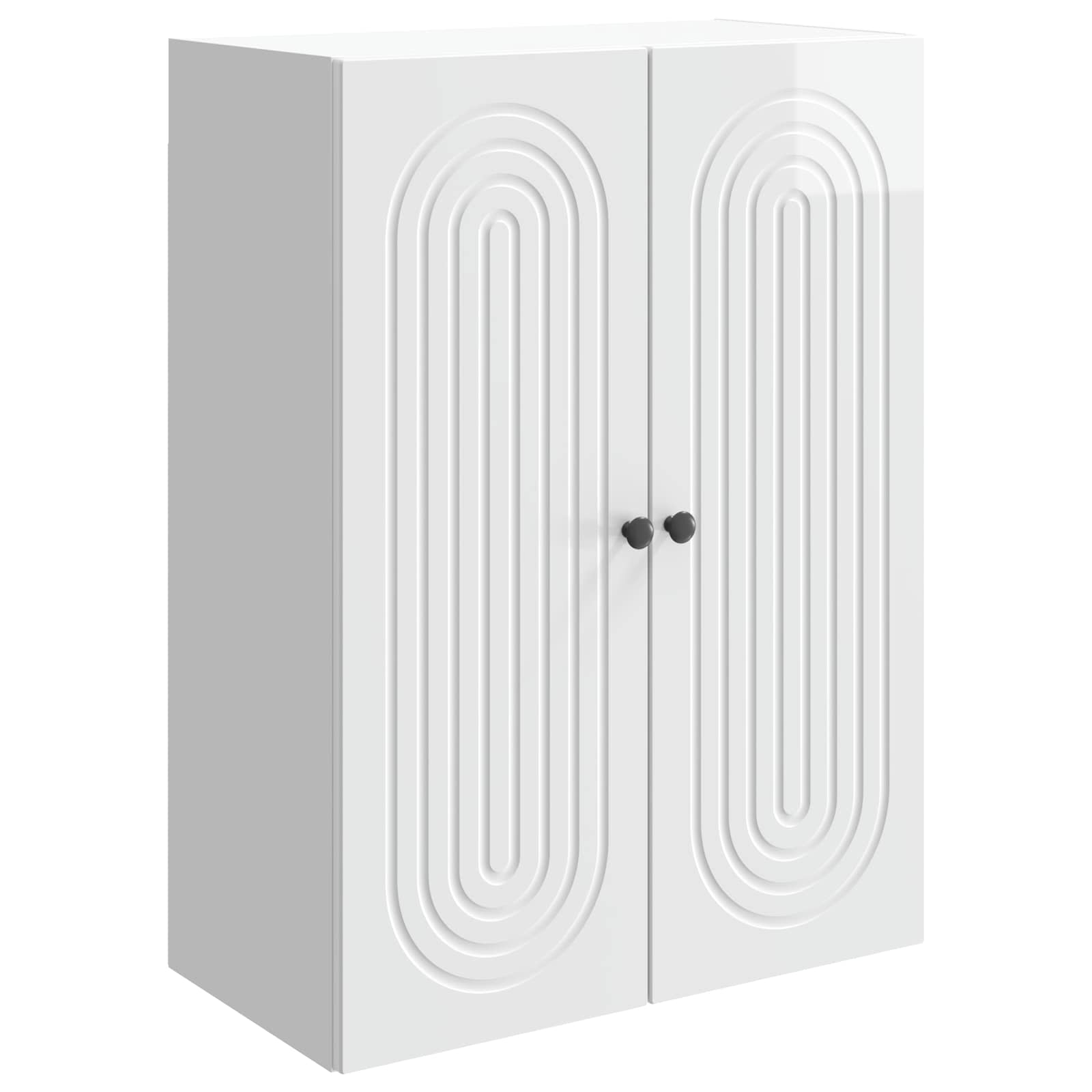 vidaXL Dulap montat pe perete Alb foarte lucios 66 x 34,5 x 90 cm