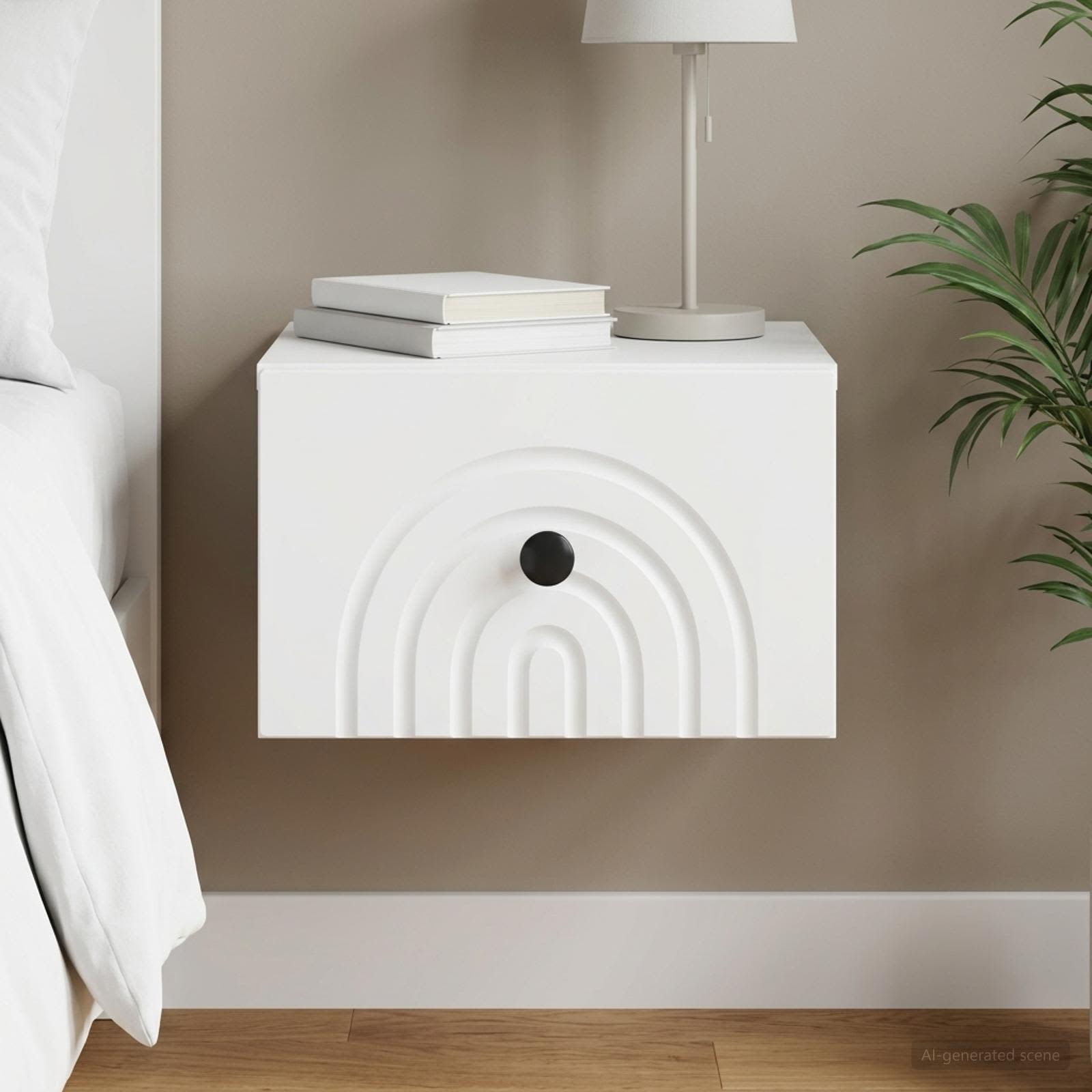 vidaXL Väggmonterat Sängbord Vit 33 x 34,5 x 20 cm Konstruerat trä