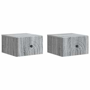 Nástěnný noční stolek 2 pcs Šedá sonoma 33 x 34,5 x 20 cm - obrázek 2