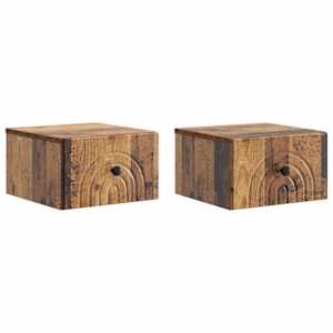 Nástěnný noční stolek 2 pcs Staré dřevo 33 x 34,5 x 20 cm - obrázek 2