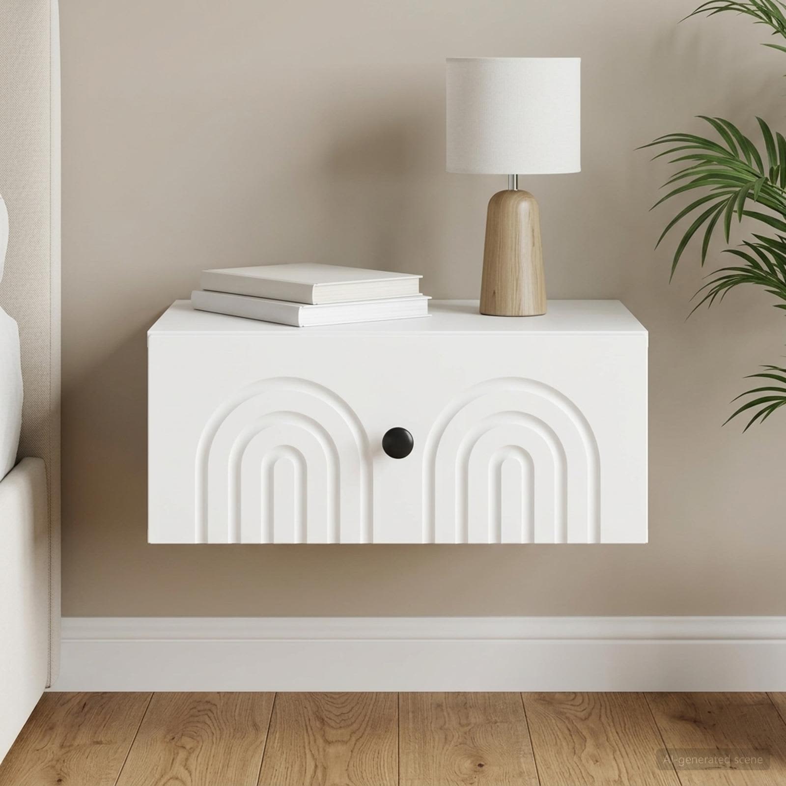 vidaXL Väggmonterat Sängbord Vit 49 x 34,5 x 20 cm Konstruerat trä