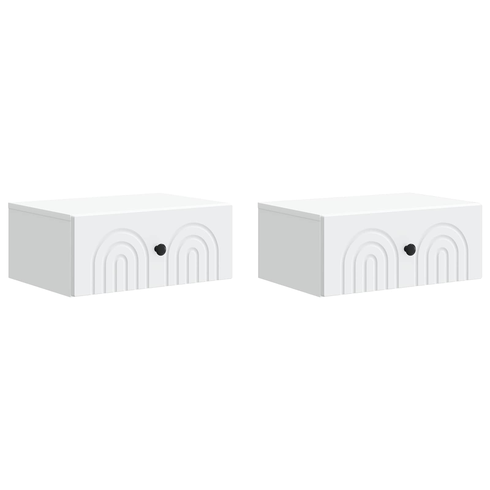 vidaXL Dulap de noapte suspendat cu sertar 2 pcs Alb 49 x 34,5 x 20 cm