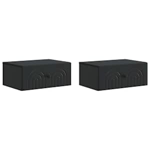 Stenski nočni omarici s predalom 2 pcs Črna 49 x 34,5 x 20 cm