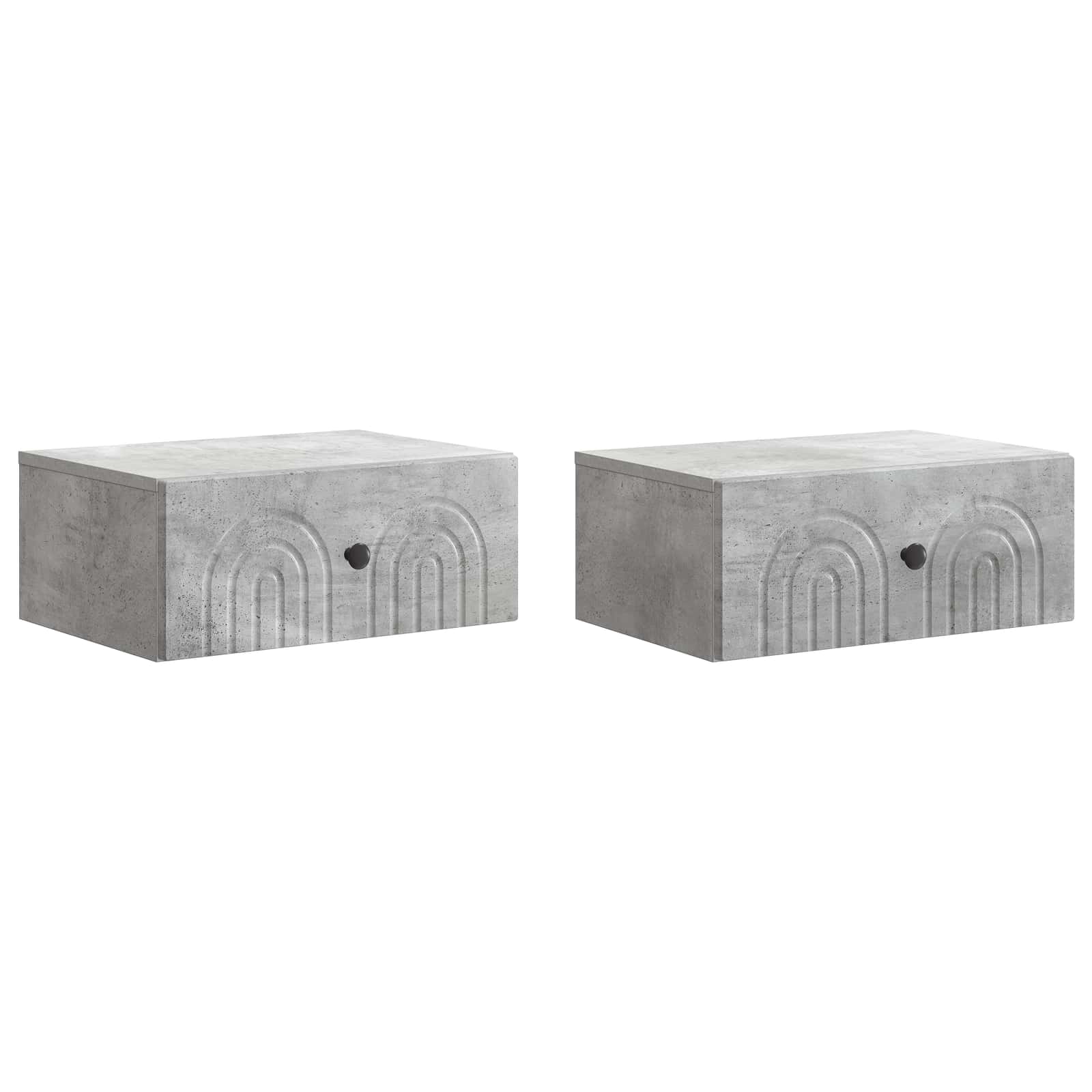 vidaXL Dulap de noapte suspendat 2 pcs Gri Beton 49 x 34,5 x 20 cm