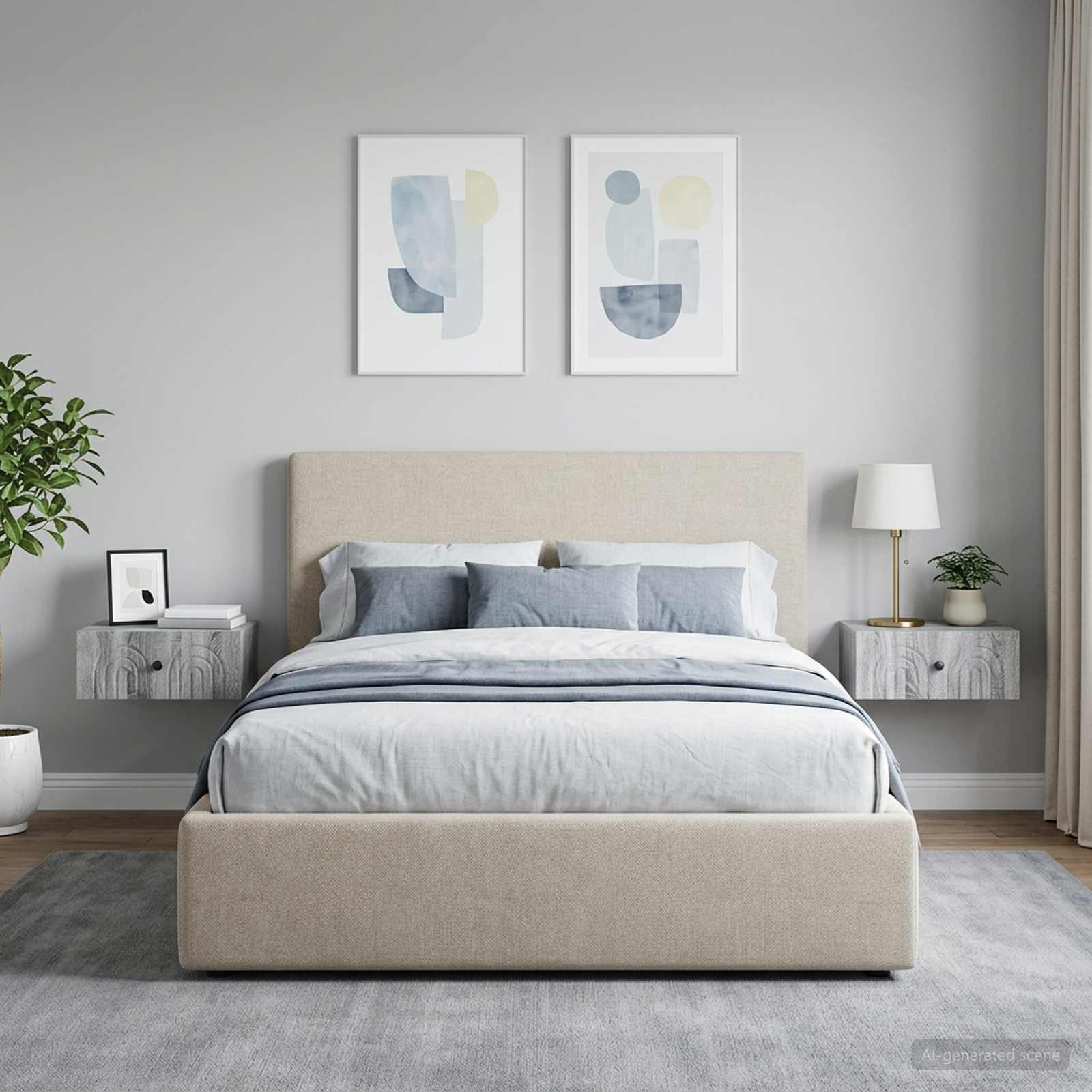 Τοίχου Κρεμαστό Κομοδίνο 2 τμχ. Γκρι Sonoma 49 x 34,5 x 20 εκ.