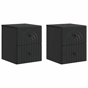 Stenski nočni omarici s predalom 2 pcs Črna 33 x 34,5 x 40 cm