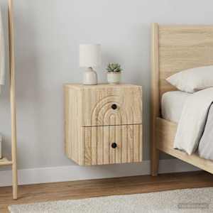 Stenski nočni omarici 2 kos Sonoma hrast 33 x 34,5 x 40 cm