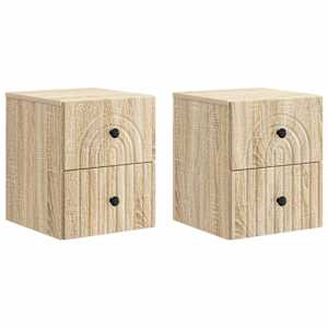 Nástěnný noční stolek 2 pcs Dub sonoma 33 x 34,5 x 40 cm - obrázek 2