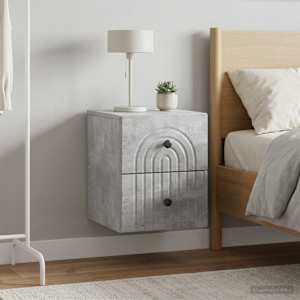 Nástěnný noční stolek 2 pcs Betonově šedá 33 x 34,5 x 40 cm - obrázek 4