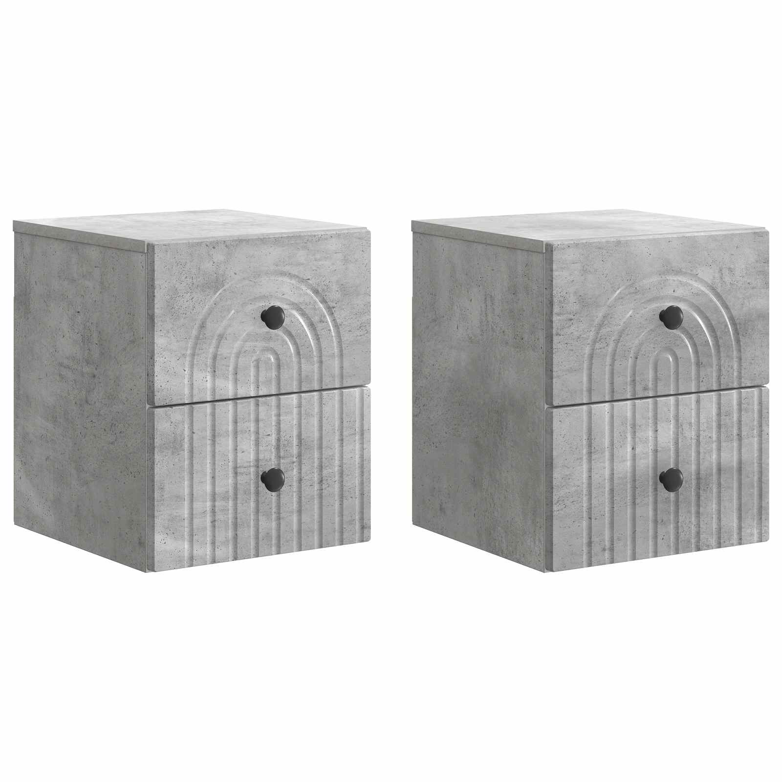 vidaXL Dulap de noapte suspendat 2 pcs Gri Beton 33 x 34,5 x 40 cm