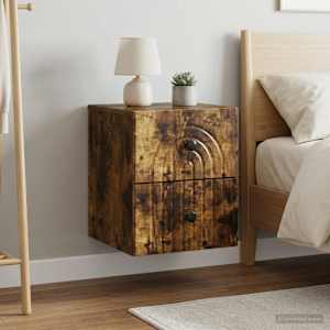 Nástěnný noční stolek 2 pcs Kouřový dub 33 x 34,5 x 40 cm - obrázek 4