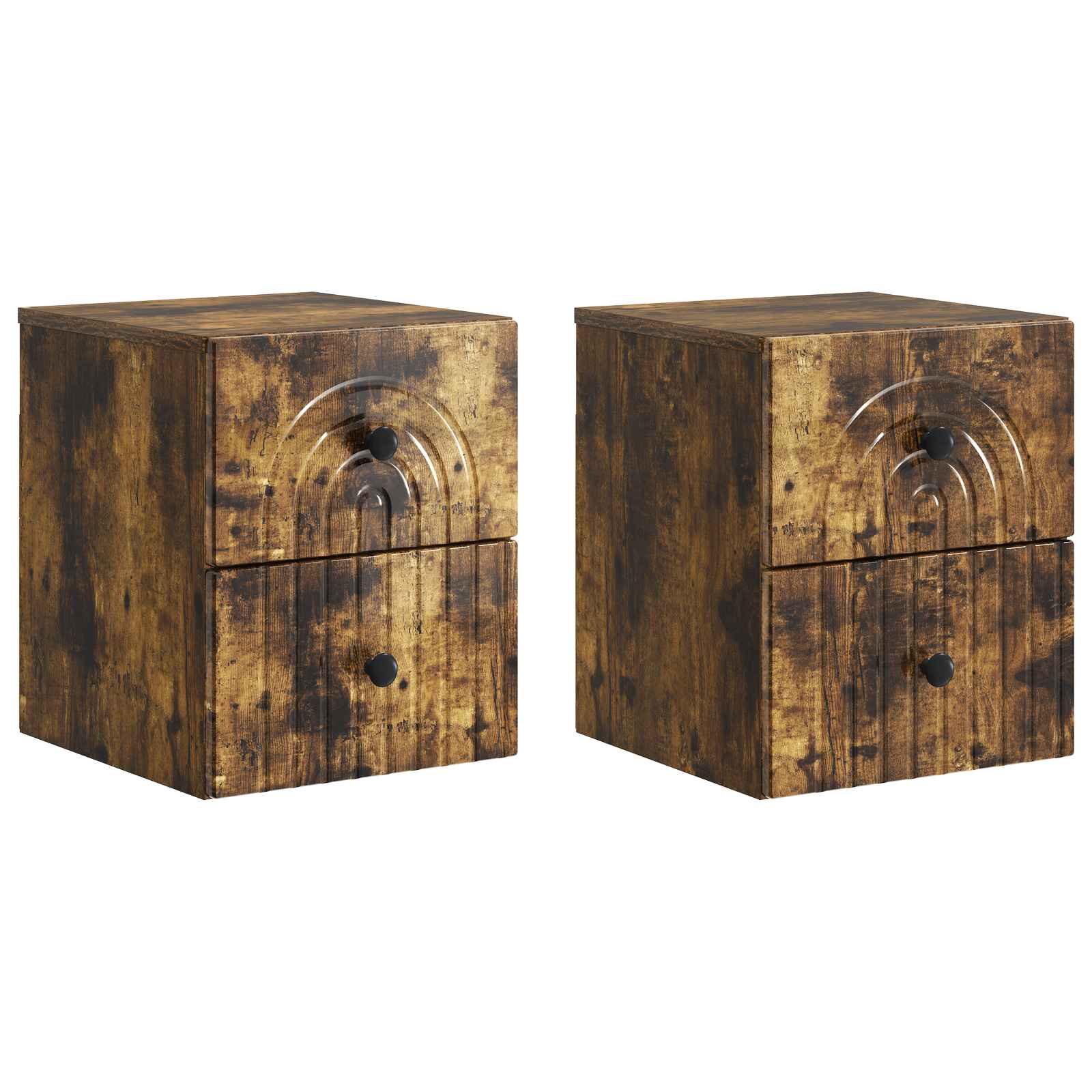Nástěnný noční stolek 2 pcs Kouřový dub 33 x 34,5 x 40 cm
