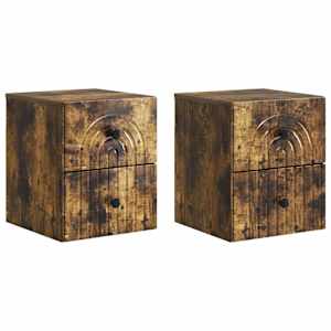 Nástěnný noční stolek 2 pcs Kouřový dub 33 x 34,5 x 40 cm - obrázek 2