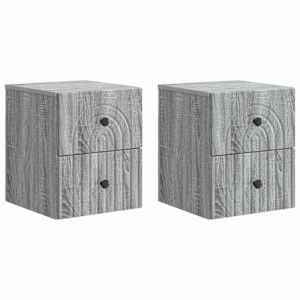 Nástěnný noční stolek 2 pcs Šedá sonoma 33 x 34,5 x 40 cm - obrázek 2