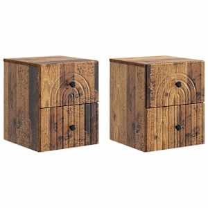 Nástěnný noční stolek 2 pcs Staré dřevo 33 x 34,5 x 40 cm - obrázek 2