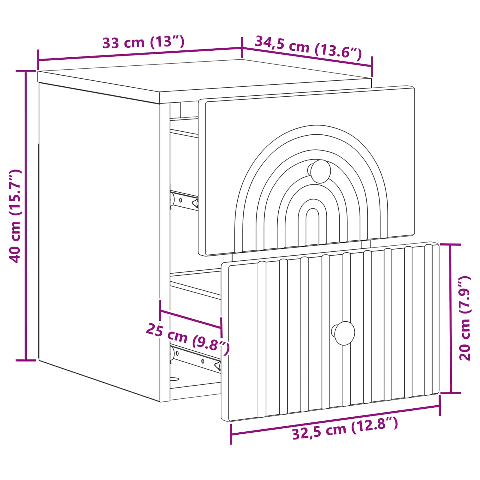 Stenski nočni omarici 2 pcs Star les 33 x 34,5 x 40 cm - slika 9