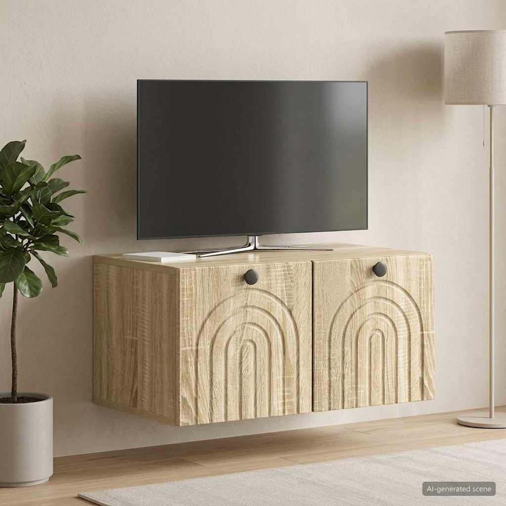 Seinälle asennettava TV-kaappi Sonoma-tammi 59,5 x 41 x 30 cm - Image 4