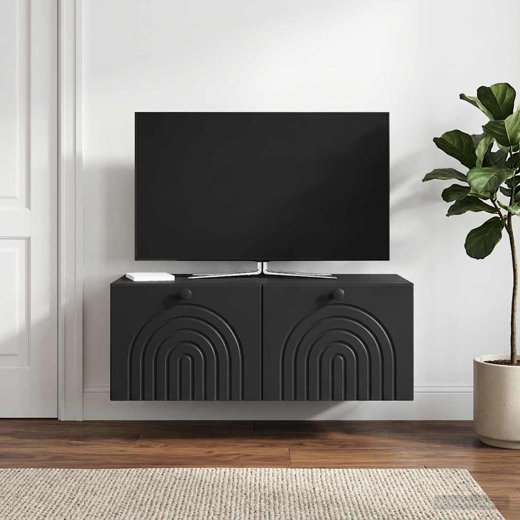 Seinälle asennettava TV-kaappi Musta 78,5 x 41 x 30 cm - Image 4