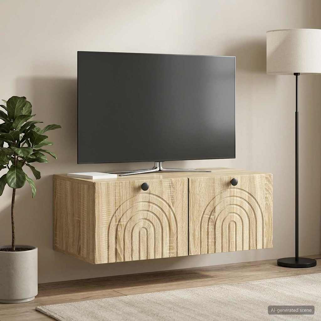 Seinälle asennettava TV-kaappi Sonoma-tammi 78,5 x 41 x 30 cm - Image 4