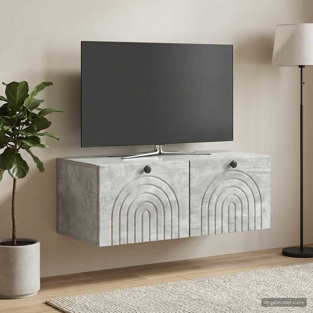 Seinälle asennettava TV-kaappi Betoninharmaa 78,5 x 41 x 30 cm - Image 4