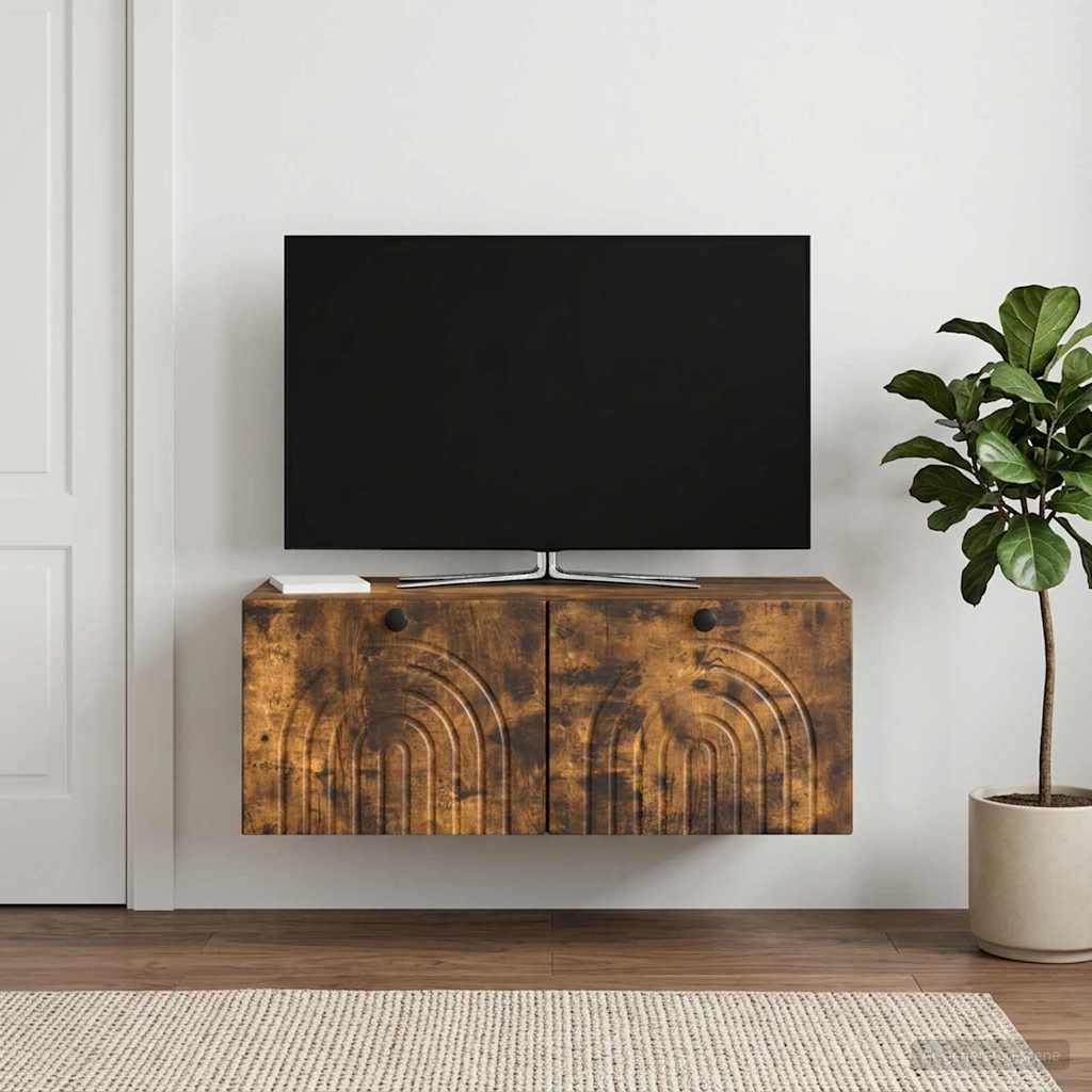 vidaXL Væghængt TV-skab Røget eg 78,5 x 41 x 30 cm Konstrueret træ