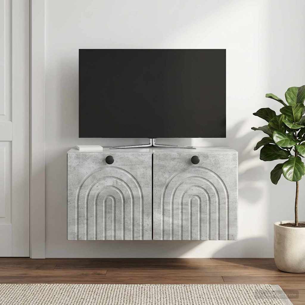 Seinälle asennettava TV-kaappi Betoninharmaa 59,5 x 31 x 30 cm - Image 4