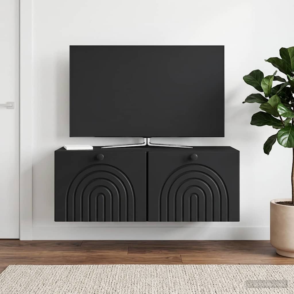 Seinälle asennettava TV-kaappi Musta 78,5 x 31 x 30 cm - Image 4
